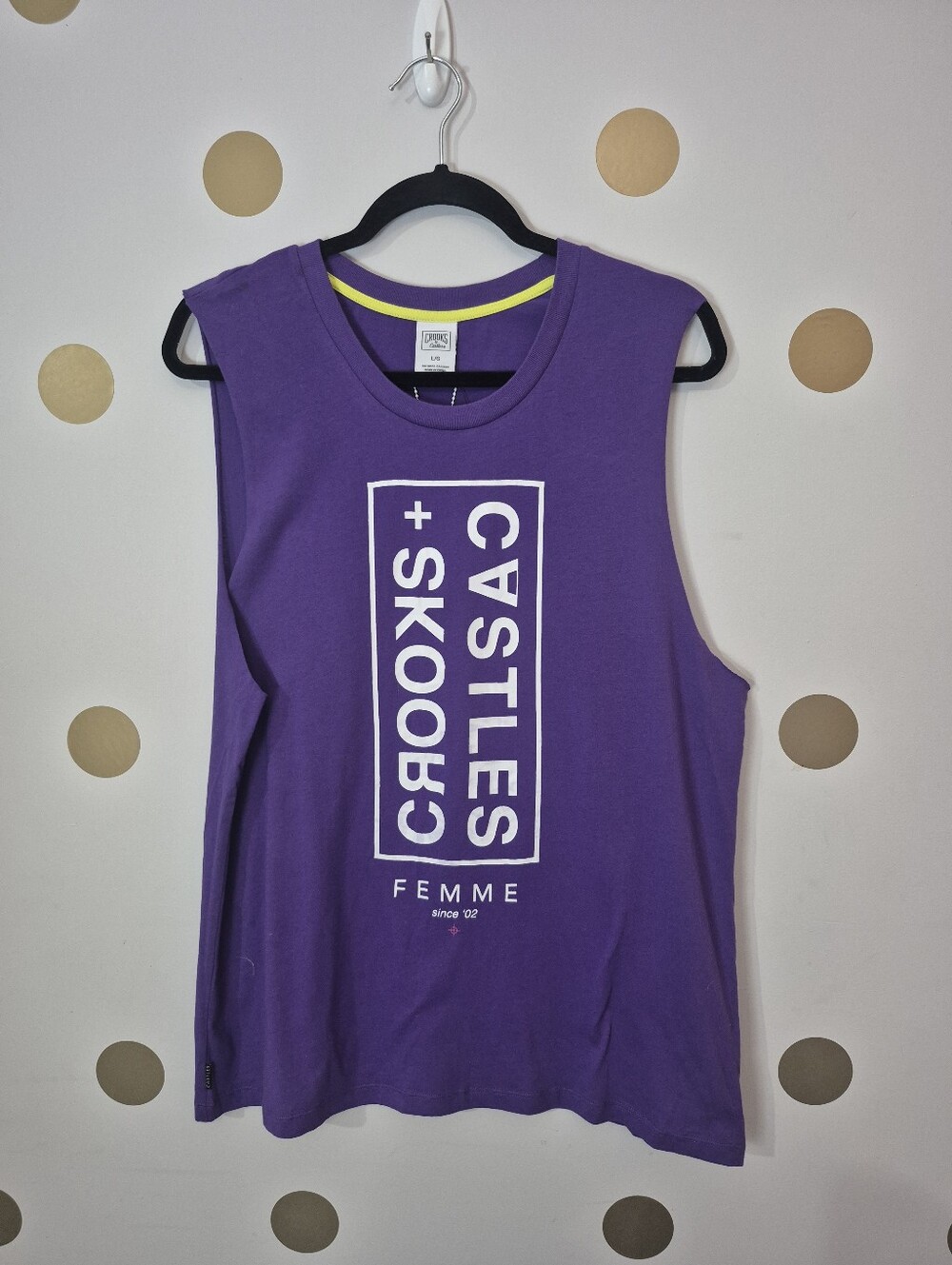 NWT Crooks & Castles Femme Purple Muscle Tank Top Size Large Deadstock 2012